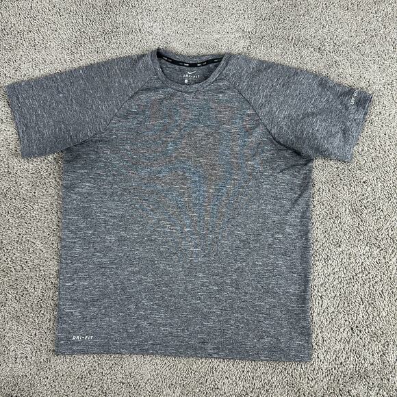 Nike Swim Shirt Mens Medium Heather Gray Short Sleeve Rash Guard UPF 40 * - Picture 1 of 13